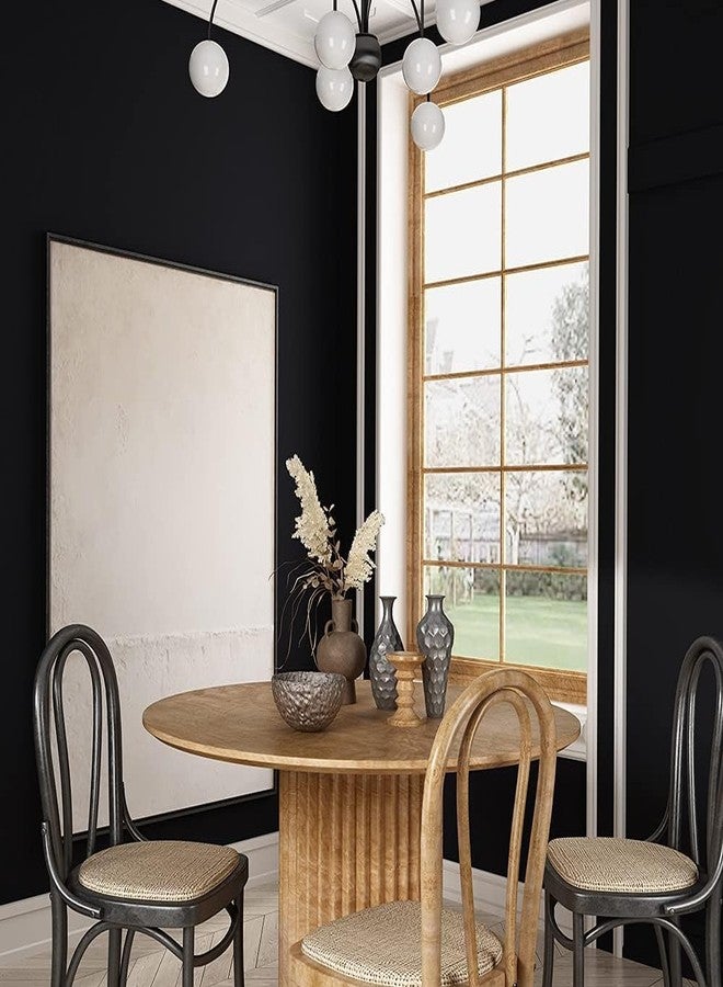 صن بيرد ورق جدران أسود من صن بيرد، ورق لاصق أسود غير لامع، أسود صلب، محكم، ذاتي اللصق، قابل للإزالة، لفة فيلم فينيل سميك للخزائن، ديكور جدران غرف النوم (30 × 127 سم) - Image 4